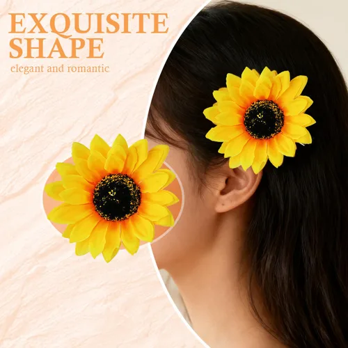 Miniatura 5 de 3 pinzas para el cabello de girasol amarillo para mujer, pasadores de cocodrilo, horquilla, accesorios para el cabello de verano, para fiestas