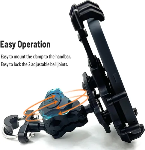 Miniatura 8 de QYMOTO Soporte para teléfono ATV, soporte para manubrio anti vibración de 4 ruedas de alta resistencia, abrazadera para teléfono celular 360