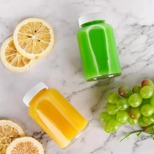 Miniatura 5 de HINGWAH Paquete de 12 botellas de vidrio de 4 onzas con tapas, botellas vacías de 4.1 fl oz de chupito de jugo de bienestar, tarros de vidrio