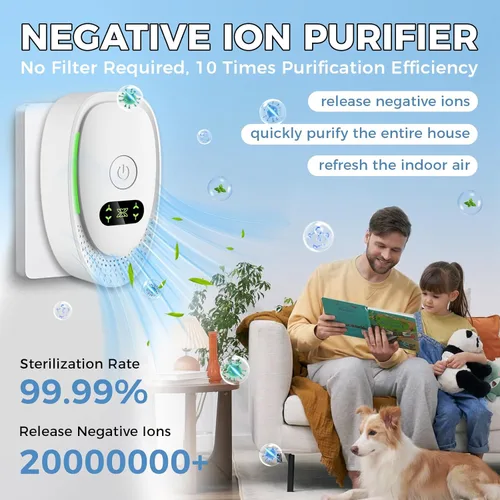 Miniatura 2 de Ionizadores de aire para el hogar, purificador de aire de iones negativos, ambientador ultra silencioso para dormitorio, oficina, cocina, sótano