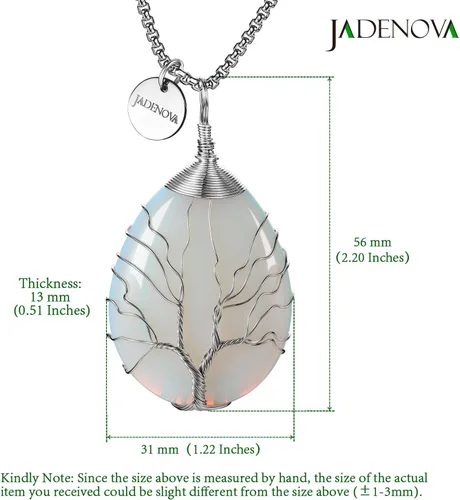 Miniatura 4 de JADENOVA Collar de cristal curativo para mujer, colgante de árbol de la familia, árbol genealógico, joyería envuelta en alambre, colgante de lágrima