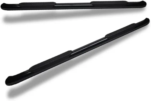 Estribos de riel Nerf de 4 pulgadas con extremo doblado ovalado, color negro, compatible con Ford F150 SuperCrew 15-22 / 17-22 F250 F350 F450 F550