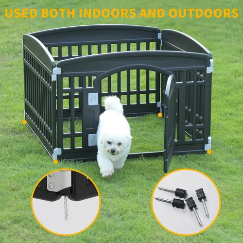 Miniatura 3 de Corralito plegable para mascotas, puerta para perros, plástico resistente, corral de ejercicio para cachorros, cerca para mascotas pequeñas, jaula