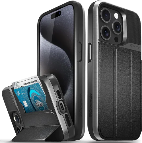 Miniatura 33 de VENA vCommute Funda tipo cartera compatible con Apple iPhone 14 (15.5 cm), funda de cuero con tapa plegable, tarjetero con función de soporte