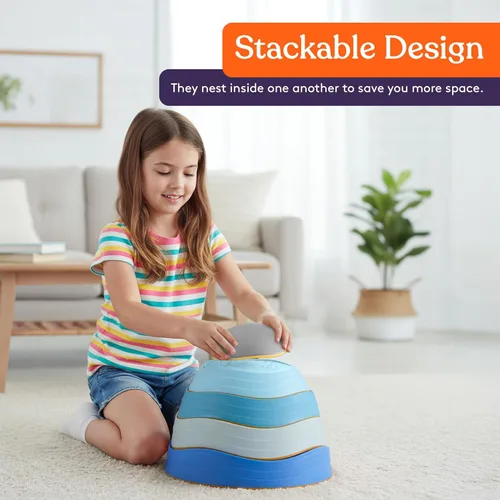 Miniatura 5 de Special Supplies Stepping Stones for Kids, 5 Balance Indoor and Outdoor Blocks Promote Coordination, Balance, Strength, Child Safe Rubber, Non-Slip