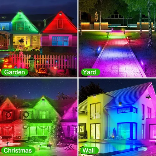 Miniatura 3 de LANSOW Focos solares para exteriores que cambian de color, [7 modos/8 unidades] Focos de paisaje de Navidad, luces solares impermeables