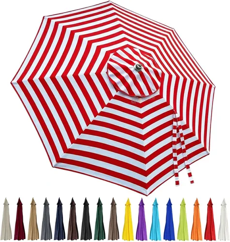 Miniatura 12 de Toldo de repuesto para sombrilla de patio de 10 pies, 8 varillas, impermeable y resistente a la decoloración, tela de poliéster gruesa para patio