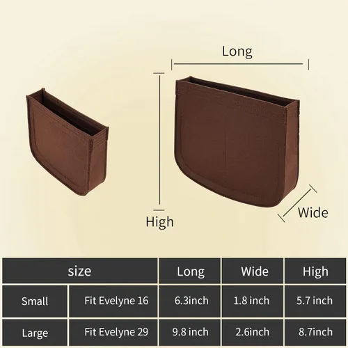 Miniatura 2 de LOUKAYCCI Organizador de bolso para H Evelyne 29 bolsas, inserto de fieltro prémium para bolso (E29, marrón)
