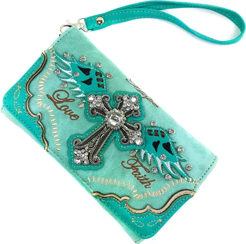 Miniatura 2 de Zelris Faith Love Hope Cross Angel Wing Bible Women Crossbody Trifold Wallet