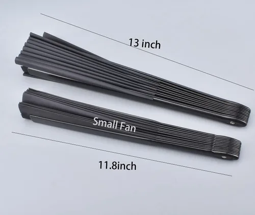 Miniatura 6 de Ventilador plegable Ventilador de mano chino Ventilador de rendimiento Ventilador de tela de nailon 13 pulgadas (negro)