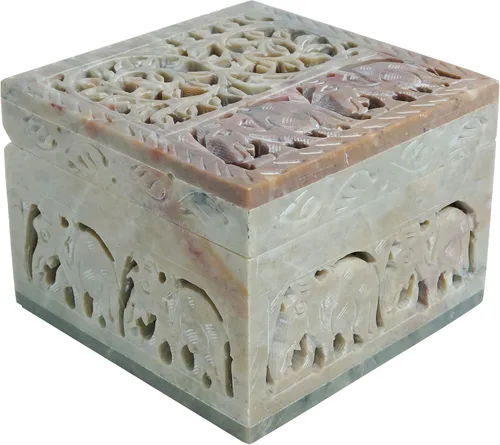 Miniatura 5 de Crocon Joyero de elefante hecho a mano Caja de piedra para joyería 4 x 4 pulgadas organizador hecho a mano caja de baratijas regalo para ella