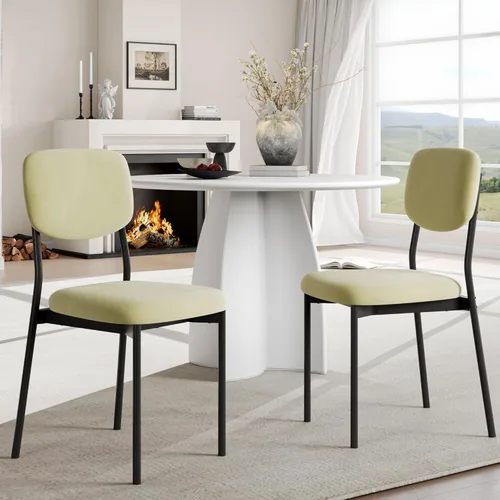 Miniatura 11 de Einhomn Juego de sillas de comedor tapizadas, modernas sillas de comedor apilables con respaldo de terciopelo suave, sillas de cocina con patas