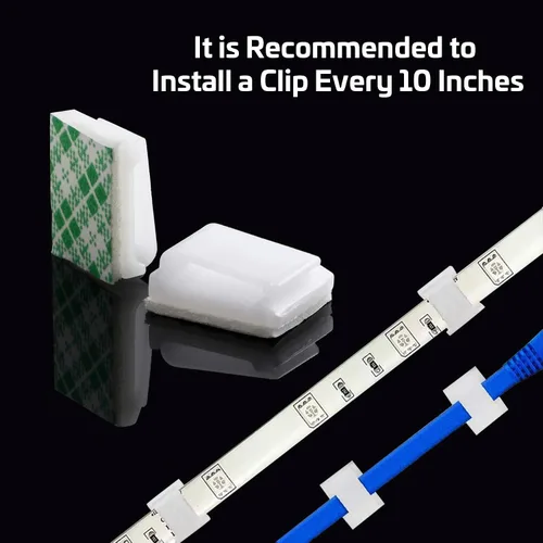 Miniatura 3 de PETKNOWS 120 clips de montaje de tiras de luz, color blanco, autoadhesivos, sujetadores de luz LED, soporte de montaje, abrazadera de cable