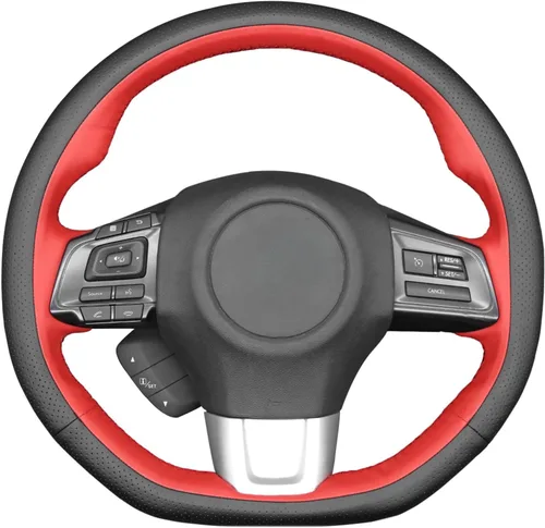 Miniatura 15 de MEWANT Funda de volante de automóvil transpirable cosida a mano para Subaru WRX 2015-2021 / WRX STI 2015-2021, accesorios para volante Subaru WRX