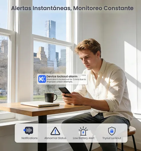 Miniatura 8 de Veise VE012W - Cerradura inteligente de huellas dactilares WiFi integrada, control remoto de aplicación, compatible con Alexa y Google Assistant