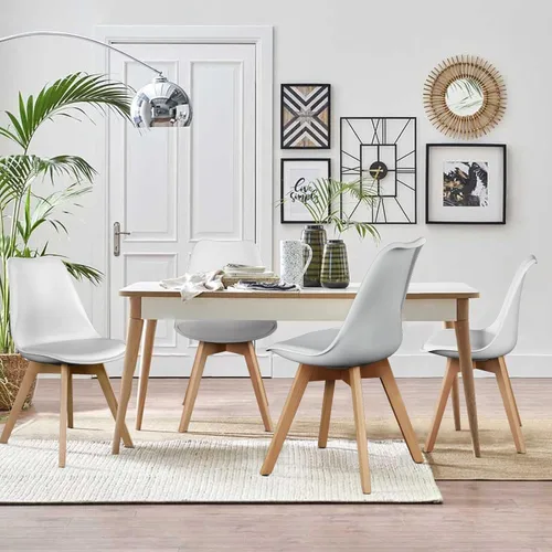 Miniatura 2 de OLIXIS Juego de 8 sillas de comedor, sillas modernas de mediados de siglo para cocina con patas de madera y cojín de cuero sintético PU para sala