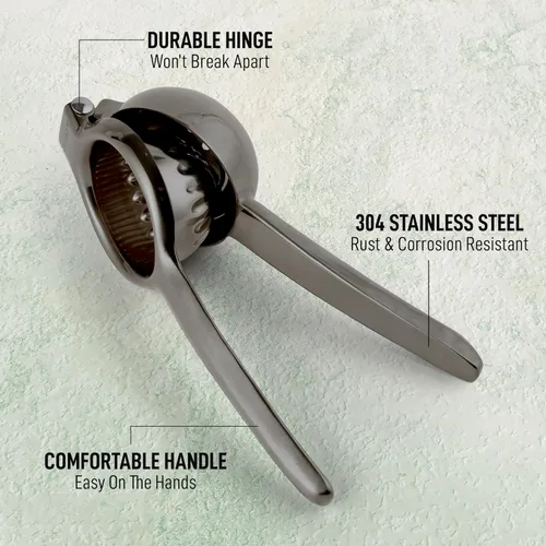 Miniatura 4 de Zulay Kitchen Exprimidor de limón de acero inoxidable, calidad premium, cuenco exprimidor de metal sólido resistente, exprimidor manual grande
