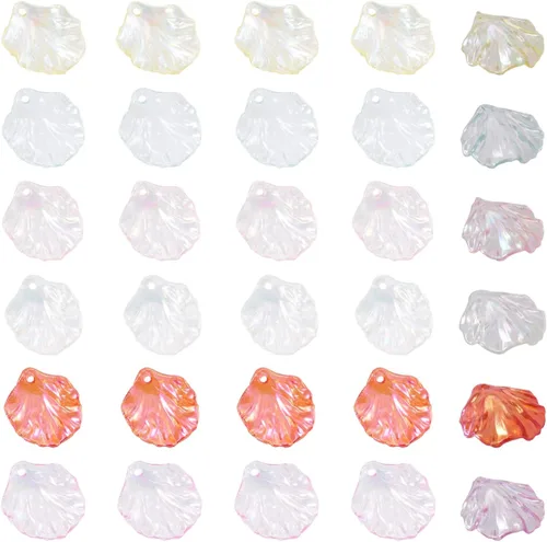 Miniatura 31 de Craftdady Dijes de cuentas de hojas de arce transparentes, colgantes colgantes de adorno para colgar, bonitos dijes para collares, pulseras