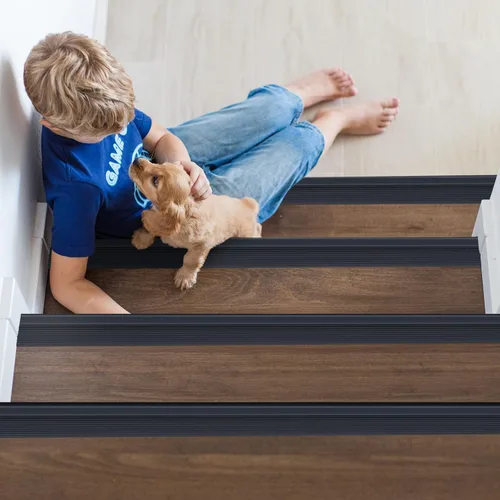 Miniatura 7 de Trimold Vinilo Antideslizante para Borde de Escalera, Paso de Escalera Autoadhesivo Antideslizante, Protector de Borde de Goma Flexible