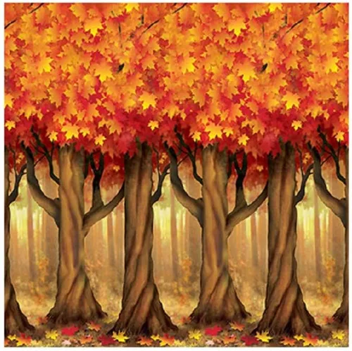 Miniatura 4 de Beistle Fondos de pared de árboles de otoño, 4 x 30 pies, paquete de 2 decoraciones de cosecha de otoño, temporada de otoño, fondo de fotos