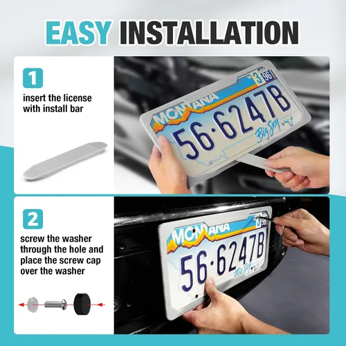 Miniatura 5 de DuraTech Marcos de matrícula de silicona, cubierta de placa resistente al óxido para coche, protector de placa a prueba de sonajero con kits