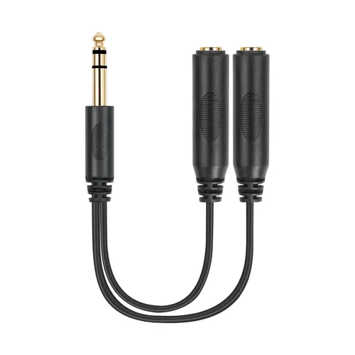 Miniatura 2 de 0.250 in 1/4 pulgadas macho estéreo a 2 conectores hembra TRS doble 1/4 "cable de altavoz de audio, cable adaptador divisor en Y