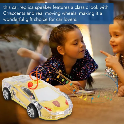Miniatura 2 de Yoidesu Altavoz Bluetooth para coche, estilo retro con luces LED, 8.7 pulgadas USB recargable, amarillo