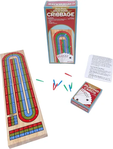 Miniatura 2 de Family Classics Cribbage – Tablero continuo de madera maciza de 3 vías con compartimento de almacenamiento integrado para clavijas