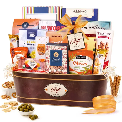 Broadway Basketeers Cesta de regalo gourmet con chocolates y aperitivos, para todas las ocasiones
