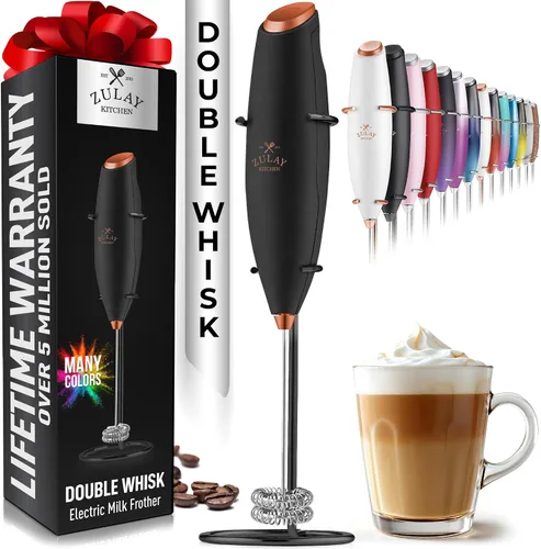 Miniatura 431 de Zulay Milk Boss Espumador de leche potente manual, hace espuma para latte, batidor para mezclar bebidas, café, miniespumador para capuchino, frappé
