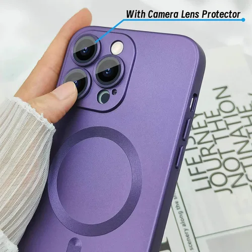 Miniatura 3 de Funda magnética ankofave para iPhone 13 Pro, funda para mujer, diseño mate de lujo suave y metálico con protector de lente de cámara, compatible