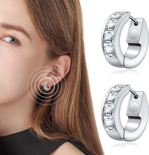 Miniatura 4 de JEROOT Aretes magnéticos de titanio para mujer, aretes de titanio puro para orejas sensibles, 1 par de aretes de oreja para mujer para regalo