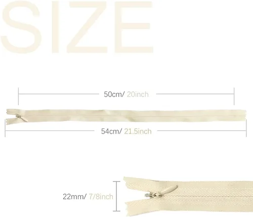 Miniatura 2 de Renashed 45 cremalleras invisibles de nailon de 21.5 pulgadas para costura, costura, artesanía, especial (beige)