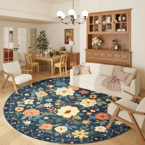 Miniatura 157 de DUKINO Alfombra de área de 6 x 9 pies, alfombra floral para sala de estar, ligera, antideslizante, lavable, alfombra de interior de pelo bajo