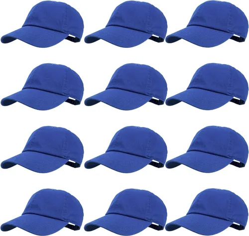 Miniatura 125 de Gelante Gorras de béisbol 100% algodón liso en blanco tamaño ajustable al por mayor a granel de 12