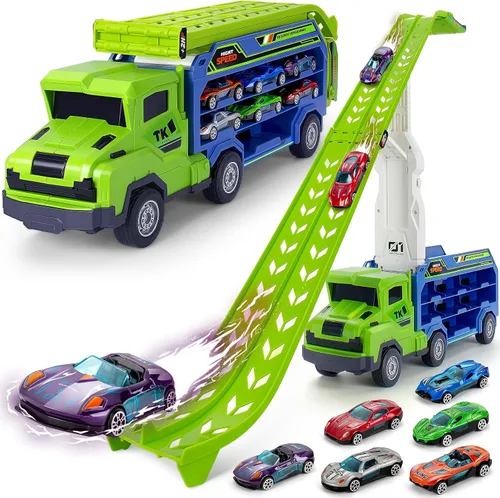 Miniatura 10 de BainGesk Juguetes de Camión de Coches para Niños y Niñas de 3, 4, 5, 6 Años, Pista de Carreras de 25 Pulgadas con Juguetes de Camión, Camión
