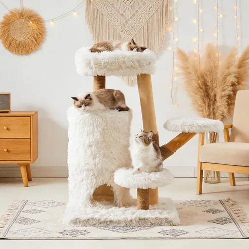 Miniatura 11 de Torre de árbol para gatos de varios niveles de 73 pulgadas para gatos grandes con postes rascadores, condominios, percha, hamacas y juguetes