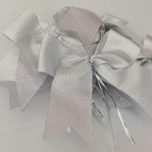 Miniatura 8 de 36 lazos plateados metálicos de 4-1/2 pulgadas con lazos giratorios para envolver regalos, embalaje, decoración de Navidad (4.5 pulgadas, plateado)