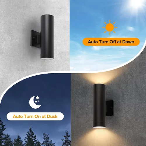 Miniatura 3 de LUTEC Luces de pared para exteriores del anochecer al amanecer, aplique LED integrado de 16 W, iluminación exterior de aluminio impermeable de 3000