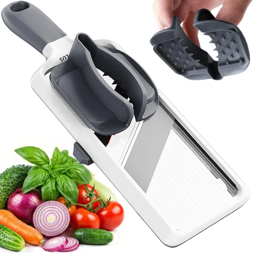 NACOLUS Cortador de mandolina para cocina, cortador de verduras ajustable con soporte para alimentos, rebanador de papas de mano, cortador de