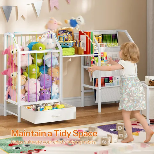 Miniatura 2 de HOOBRO Estantería infantil y almacenamiento de juguetes, estante 4 en 1 para habitaciones de niños, organizador de almacenamiento de juguetes