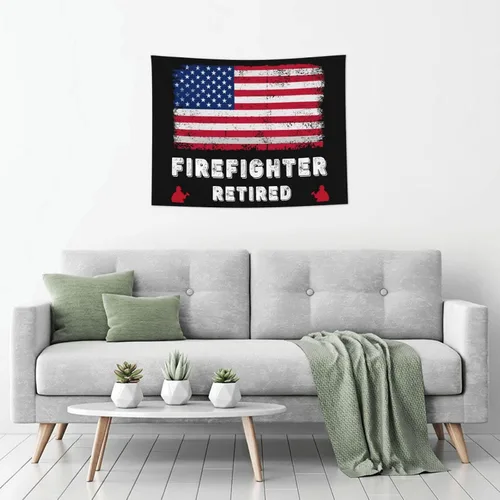 Miniatura 5 de Póster de tapiz de bandera retirada de bombero, 29 x 37 pulgadas, decoración del hogar, decoración para colgar en la pared, decoración de fondo