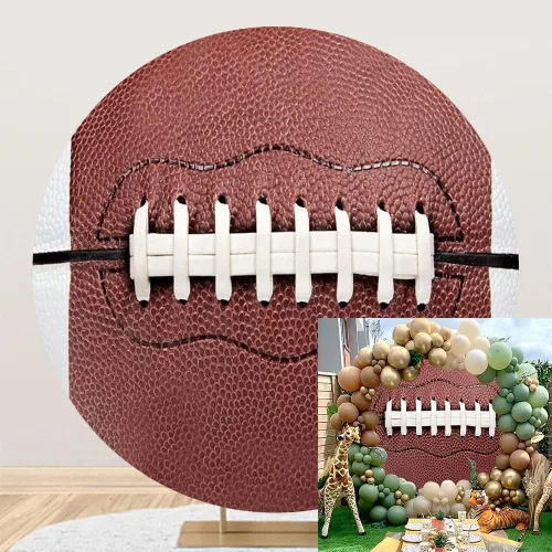 Miniatura 8 de Leyiyi 0,9 x 0,9 m Telón de Fondo Redondo de Fútbol Negro y Blanco, Telón de Fondo Redondo para Deportes, Fondo Temático de Fútbol para Fiesta
