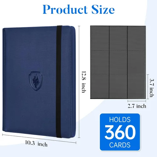 Miniatura 6 de Fabmaker - Carpeta de tarjetas prémium con 9 bolsillos para 360 tarjetas, carpeta de tarjetas coleccionables de poliuretano resistente, álbum