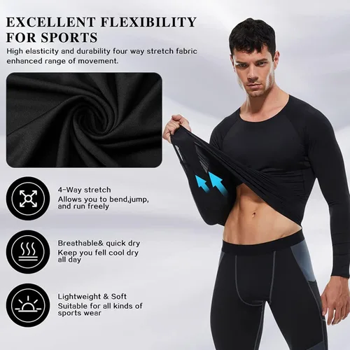 Miniatura 4 de SPVISE Paquete de 1 o 3 camisetas de compresión para hombre, de manga larga, para entrenamiento, gimnasio, correr, ropa interior deportiva fresca
