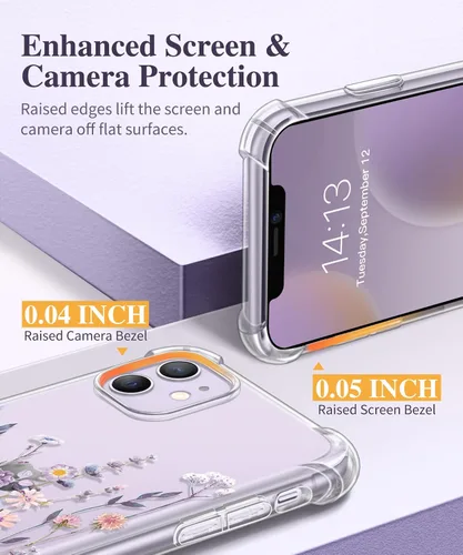 Miniatura 5 de GVIEWIN - Funda para iPhone 11 con protector de pantalla + protector de lente de cámara, cubierta protectora transparente suave de poliuretano
