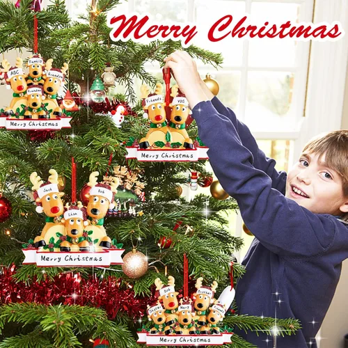 Miniatura 5 de Adornos de Navidad de renos personalizados 2025, adornos de ciervo y alce navideños DIY para árbol de Navidad, adornos colgantes personalizados