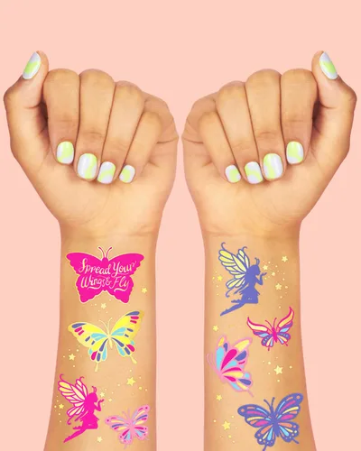 Miniatura 3 de xo, Fetti Tatuajes de mariposa - 34 estilos de aluminio Suministros para fiesta de cumpleaños, recuerdos de fiesta de mariposas, decoración