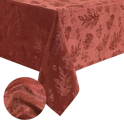 Miniatura 10 de Elrene Home Fashions. - Elegante mantel de damasco, diseño de hojas tejidas.