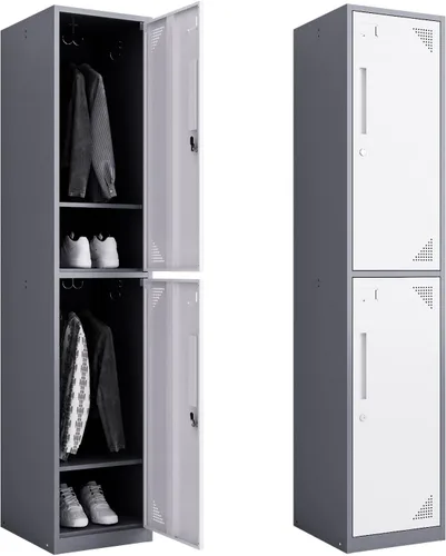 Miniatura 8 de MIIIKO Armario de metal para empleados, armario de gimnasio con llaves, armario de almacenamiento de metal con 1 puerta para escuela, dormitorio